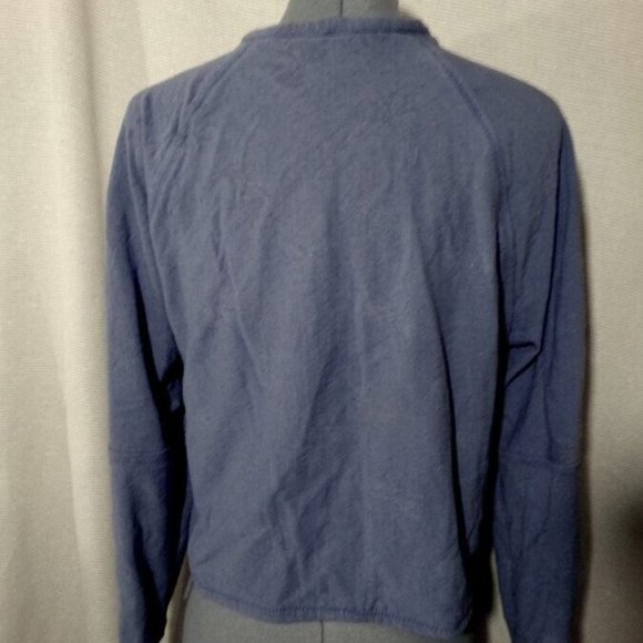 Bows print Layered Sweatshirt Top M Blue crew neck Raglan Loose fit Lined - Picture 8 of 9